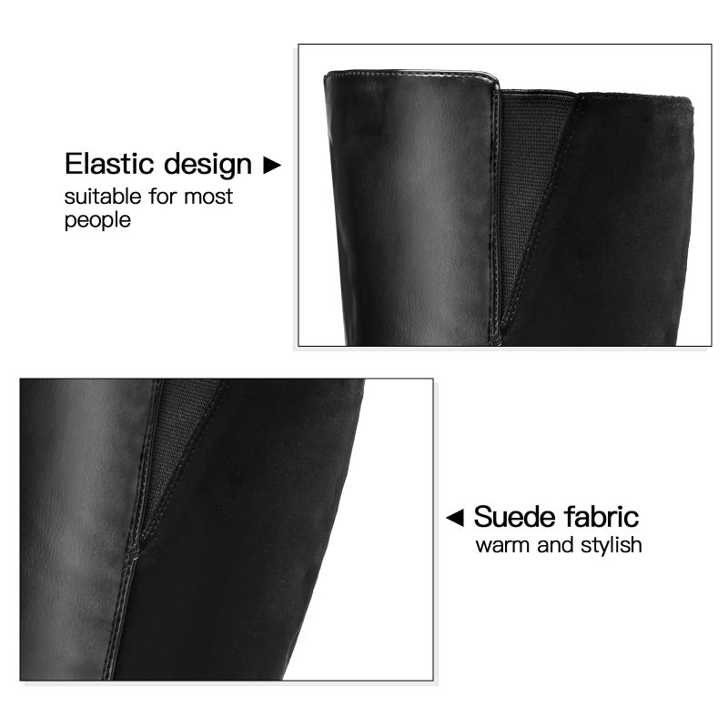 mysoft Women's Knee High Boots Chunky Heel Boots with Zipper - Image 3